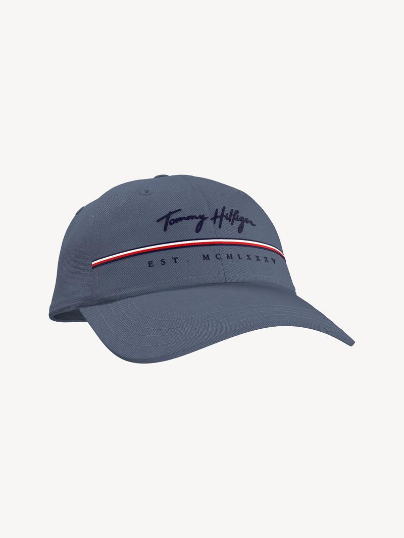 Férfi Tommy Hilfiger Signature Stripe HATS Kék | HU 1520SGL